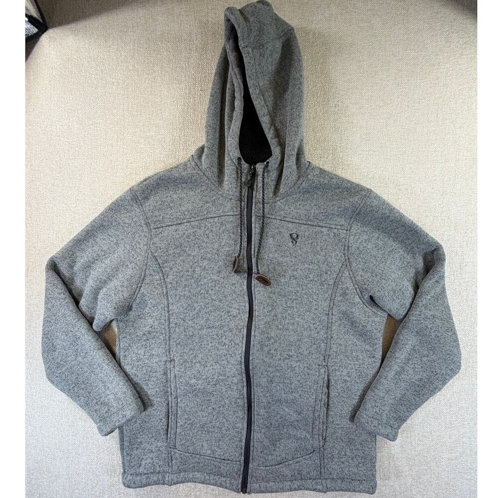 Stoic Men's Large Gray Sherpa Lined Full Zip Hooded Outdoor Jacket Coat Casual